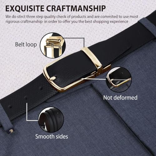 Image of HAYES LONDON Belts for Men Leather Original - Belt for Men Formal with Classic Design, Durable and Italian Reversible Men's Belts for All Occasions