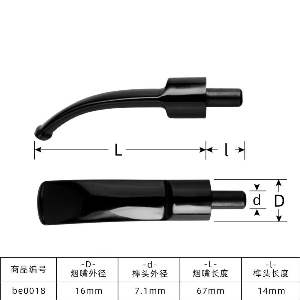 Bocchino Conico Piegato di Ricambio per Pipa da Tabacco Fai-da-Te, Adatto a filtri da 3 mm, Stelo in Acrilico Nero, Design a Sella Rotonda,7pcs