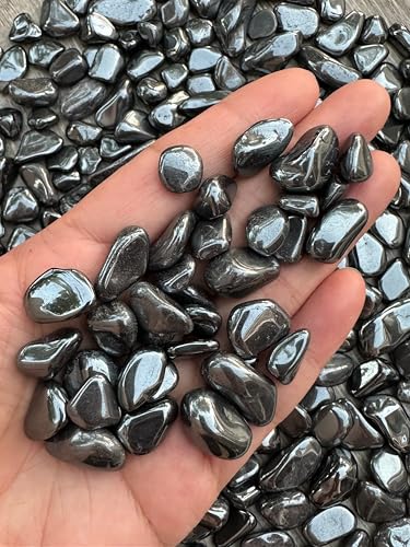Image of GAF TREASURES 2 oz Lot Hematite Natural Semi Tumbled Hematite Gemstone Chips, Hematite Crushed Mini Crystals, Undrilled Crystal Chips (Hematite Large)