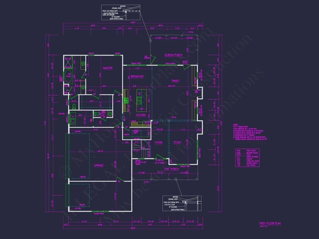 20-1572 HOUSE PLAN - Modern Southern House Plan with Spacious Blueprint Designs