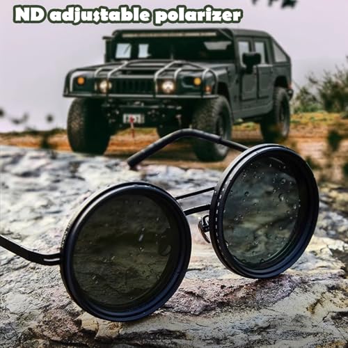 Adjustable Tint Sunglasses, 1-9 Gears Rounded Polarized Glasses with ND Filter Lenses, for Men Beach Shady Fishing Driving2