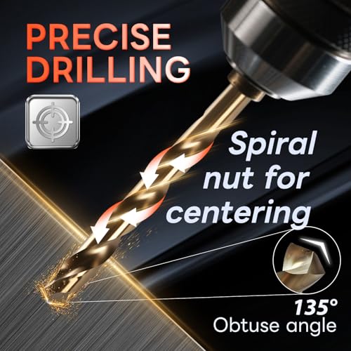 Image of COMOWARE Metal Drill Bit Set, 19 Pieces, HSS-E M35 1-10 mm Drill Bit Set, Spiral Drill Bit Set, Professional for Metal, Steel, Iron, Self-Centring for Metalworking Drill Accessories
