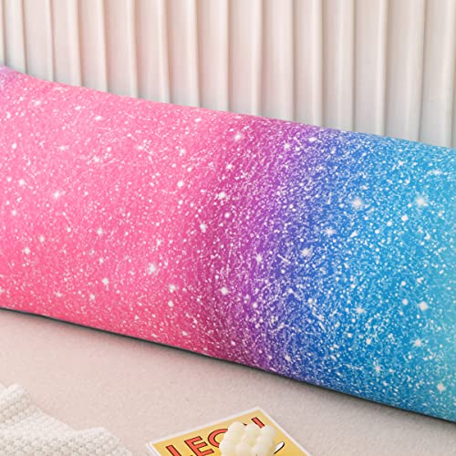 Ntbed Pink Blue Glitter Body Pillow Cover Starlight Sparkling Gradient 100% Brushed Microfiber Pillowcase With Envelope Closure For Kids Boys Adults,(20"X54",Multi) #TOP4