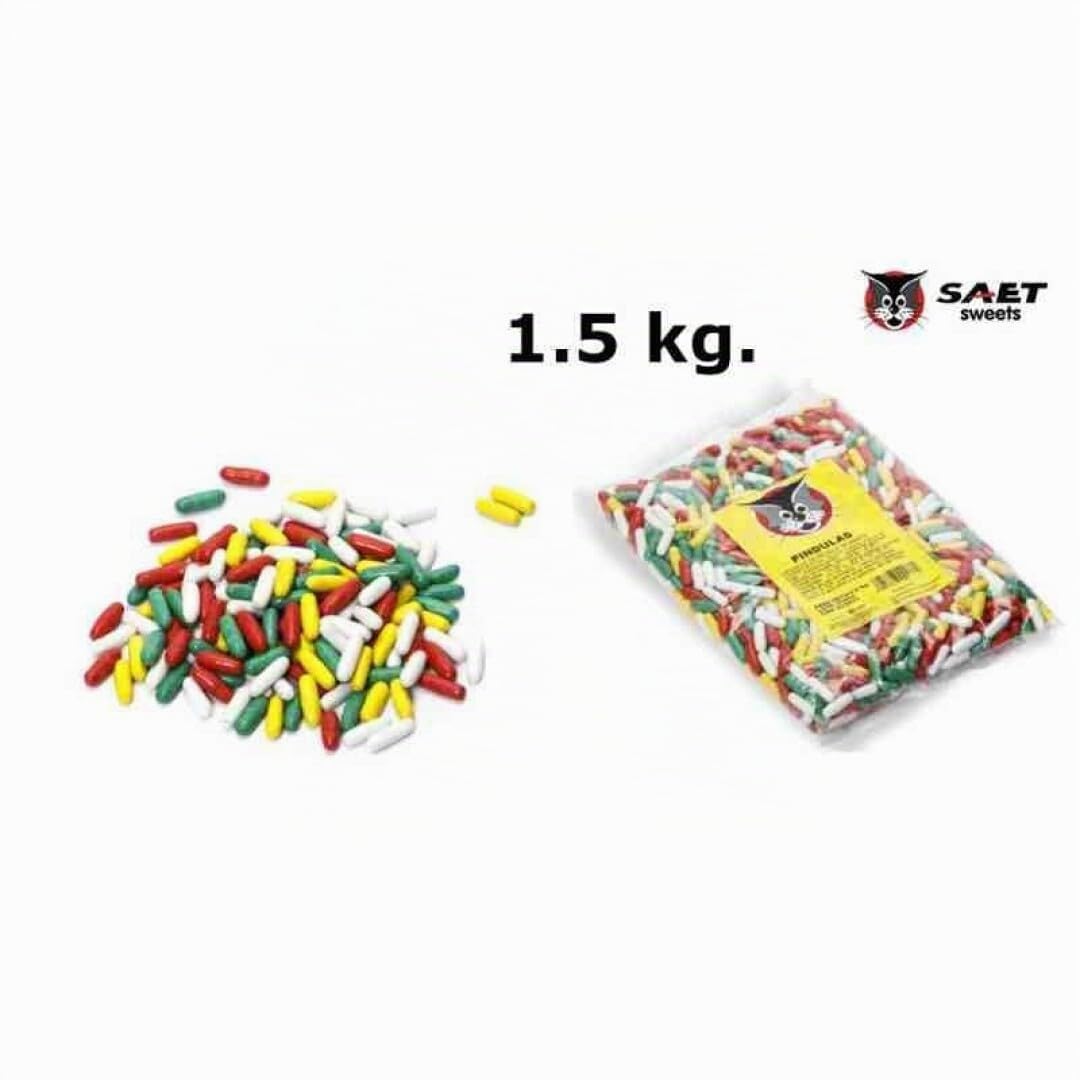 Pindulas de Regaliz Gato - Bolsa de 1,5 Kg. - Grageas de Regaliz y Menta 1,5 kg - Supositorios de Regaliz Gato