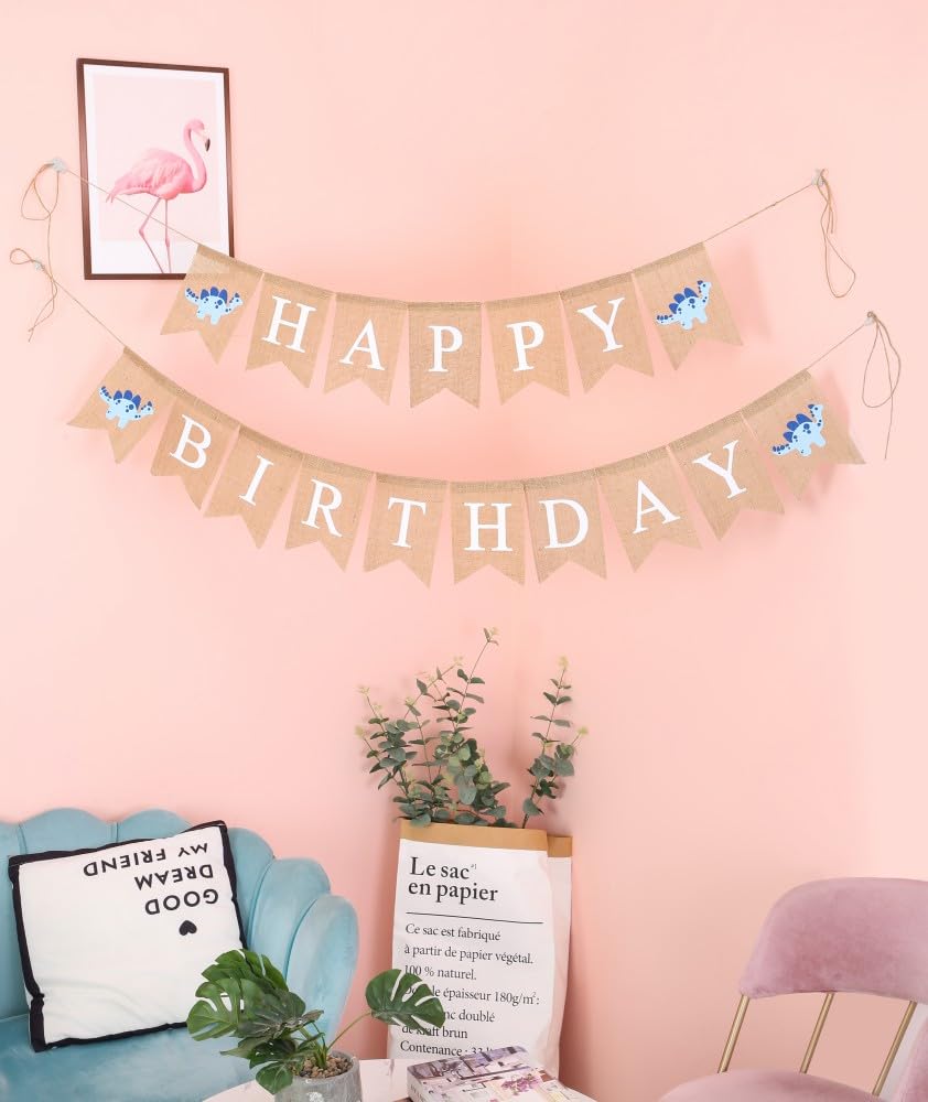 LOVENJOY Happy Birthday Banner - Burlap Fabric Rustic Party Decorations - 16.4 Feet Pre-Strung - View #10