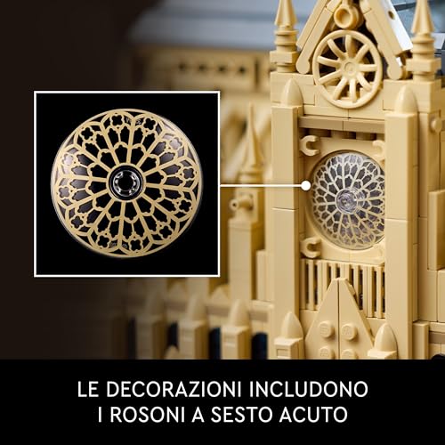 Architecture Notre-Dame de Paris, Kit Modellismo per Adulti da Costruire, Modellino di Monumento da Collezione, Gadget Regalo di Compleanno per Mamma, Papà, Amanti della Storia 21061 - Lego - Immagine 3
