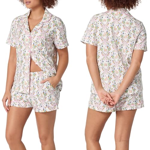 Image of Bed Head PJs Womens Matching Pajamas - Soft Organic Short Sleeve Button Down PJ Shirt & Shorts Set - Sleepwear & Loungewear