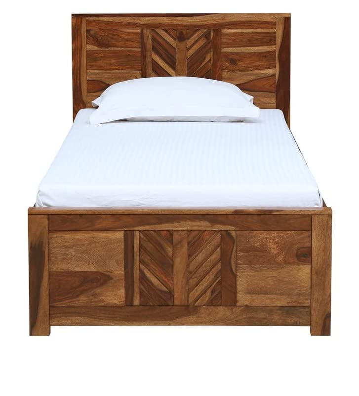 Image of Wudniture Solid Sheesham Wood Single Bed I Sheesham Wood Single Size Bed-Brown Finish