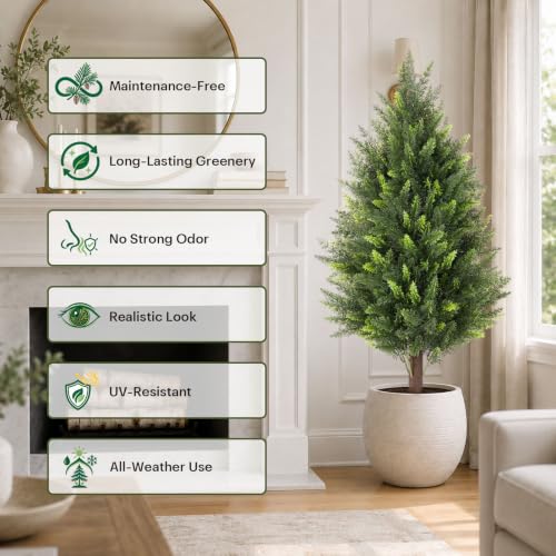 2 Pack 3Ft Artificial Cedar Topiary Trees - image 6