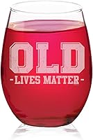 Vista 1 de Veracco Old Lives Matter - Regalo divertido de cumpleaños, regalos de despedida de soltero, copa de vino sin tallo (transparente, vidrio)