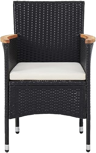 Miniatura 4 de Sillas de comedor para patio, 2 piezas, ratán de polietileno, color negro, para exteriores, sillas de mesa de comedor para estudio, patio, sala de