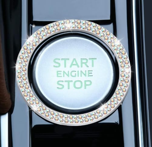 SOLASTA Crystal Rhinestone Car Bling Ring Emblem Sticker Bling Car Accessories for Women Push to Start Button Key — view 2