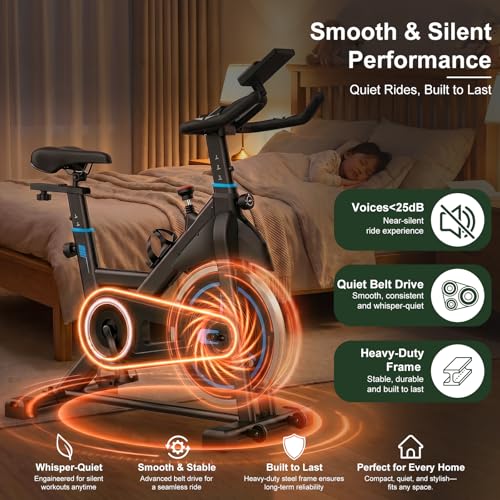 Image of Exercise Bike with App, Stationary Bike for Home, Indoor Workout Bike