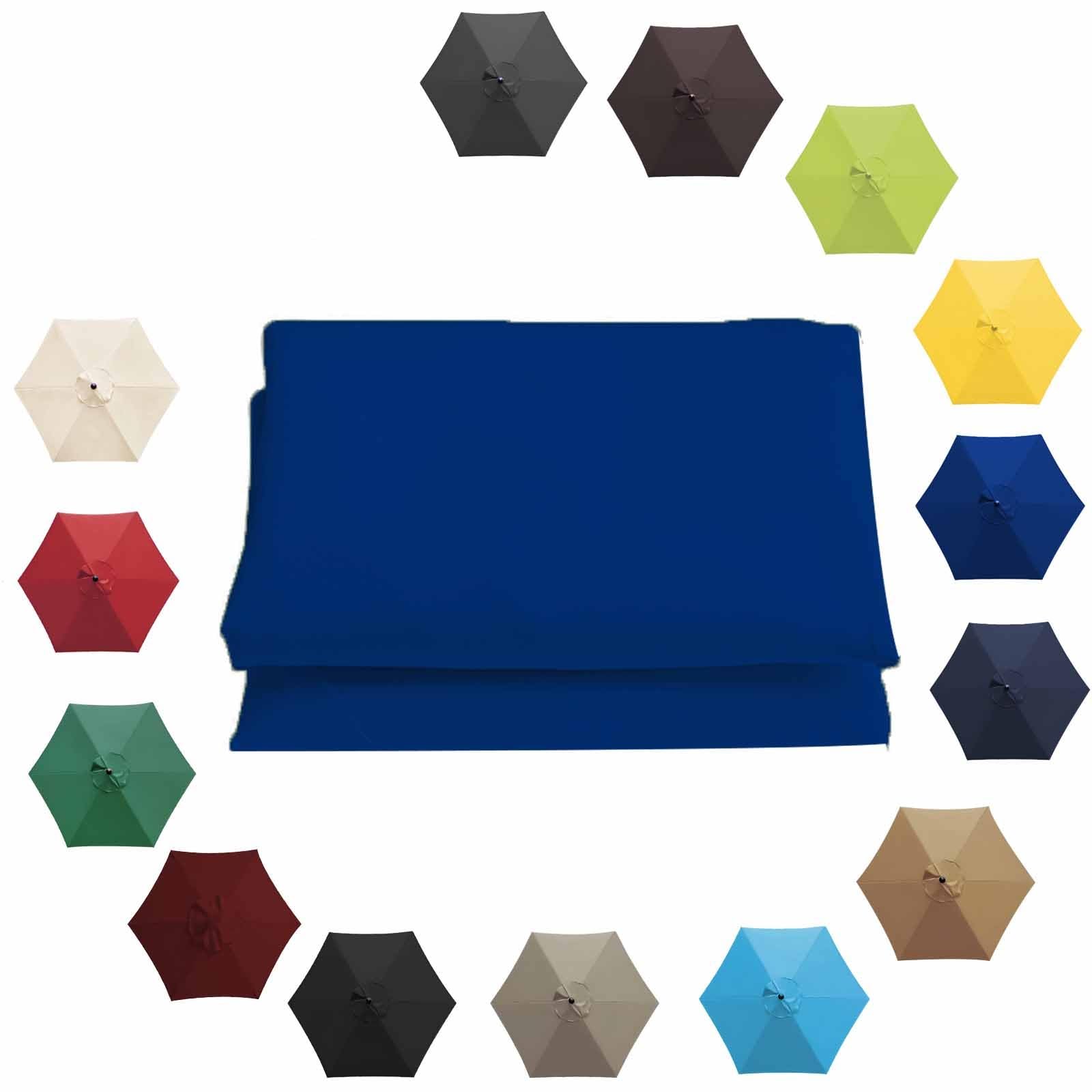 Waterproof Replacement Umbrella Fabric, Parasol Replacement Canopy 8.8Ft 9.8Ft 6 Ribs 8 Ribs Umbrella Replacement Cloth UV50+ Patio Replacement Parasol Cover(Blue,6 Ribs-270cm(8.8ft))