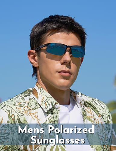 Image of BIRCEN Polarized Anti-Glare Sunglasses for Men: Lightweight Metal Wrap around Sun Glasses UV Protection for Driving Fishing