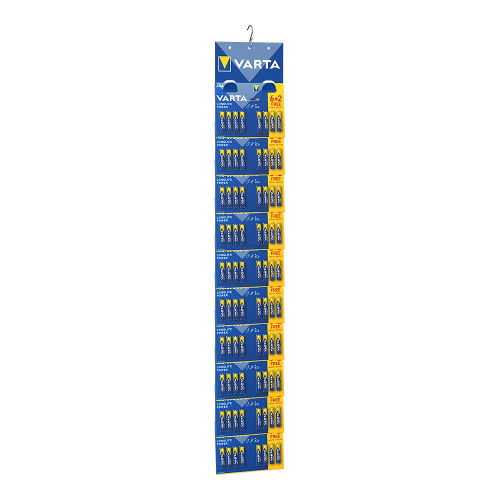 Pack 10 BLISTERS 6+2 Piles AAA LONGLIFE Power VARTA