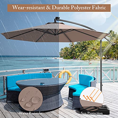 Giantex 10Ft Offset Patio Umbrella Cantilever Umbrella, Outdoor Hanging Market Umbrella W/Crank & Cross Base, Easy Tilt Adjustment, Outdoor Offset Umbrellas For Backyard, Poolside, Lawn And Garden #TOP3