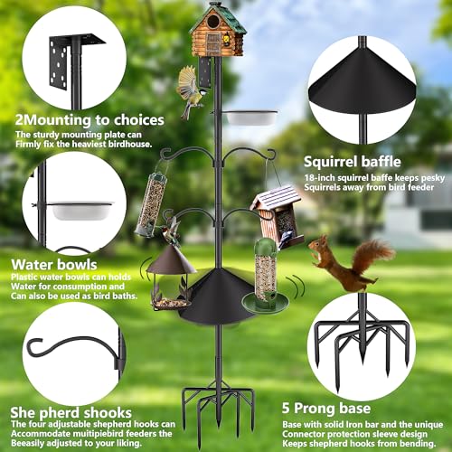 Bird Feeder Pole Stand,95 Inch House Pole for Outdoors Weather Station,Heavy Duty Metal Mount Kit Adjustable Multifunctional Bird Feeder Stand - Image 2