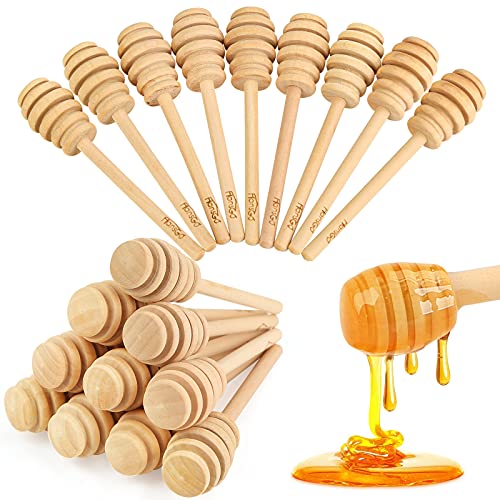 HANSGO Honeycomb Stick, 20PCS 4 Inches Wood Honey Dipper Sticks Honey Stirrer Honey Wand for Honey Jar Dispense Drizzle Honey, Wedding Party Favors