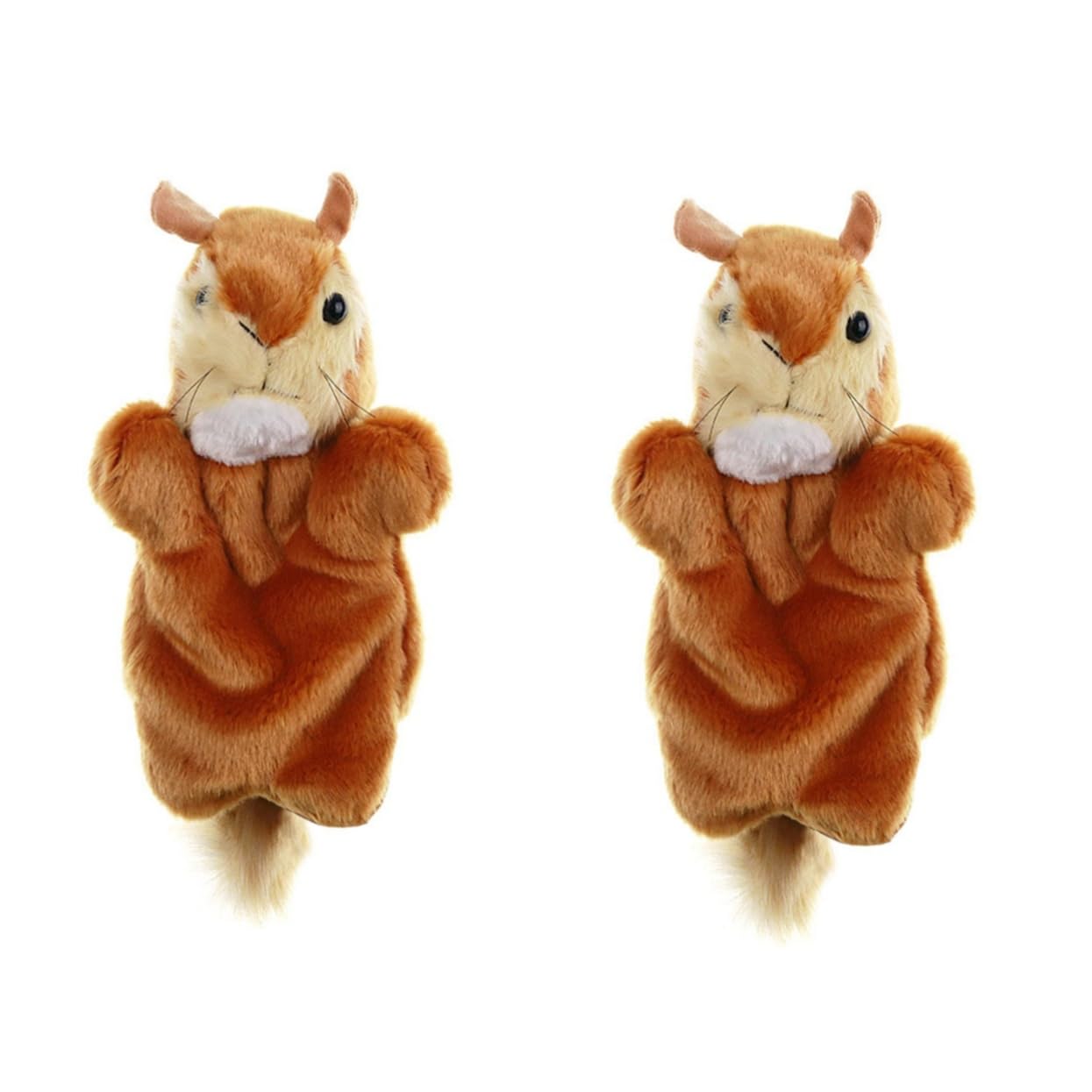 Vaguelly Squirrel Hand Puppet Fluffy Animal Finger Puppet Toy for Kids Storytelling Role-Play Interactive Parent-Child Communication