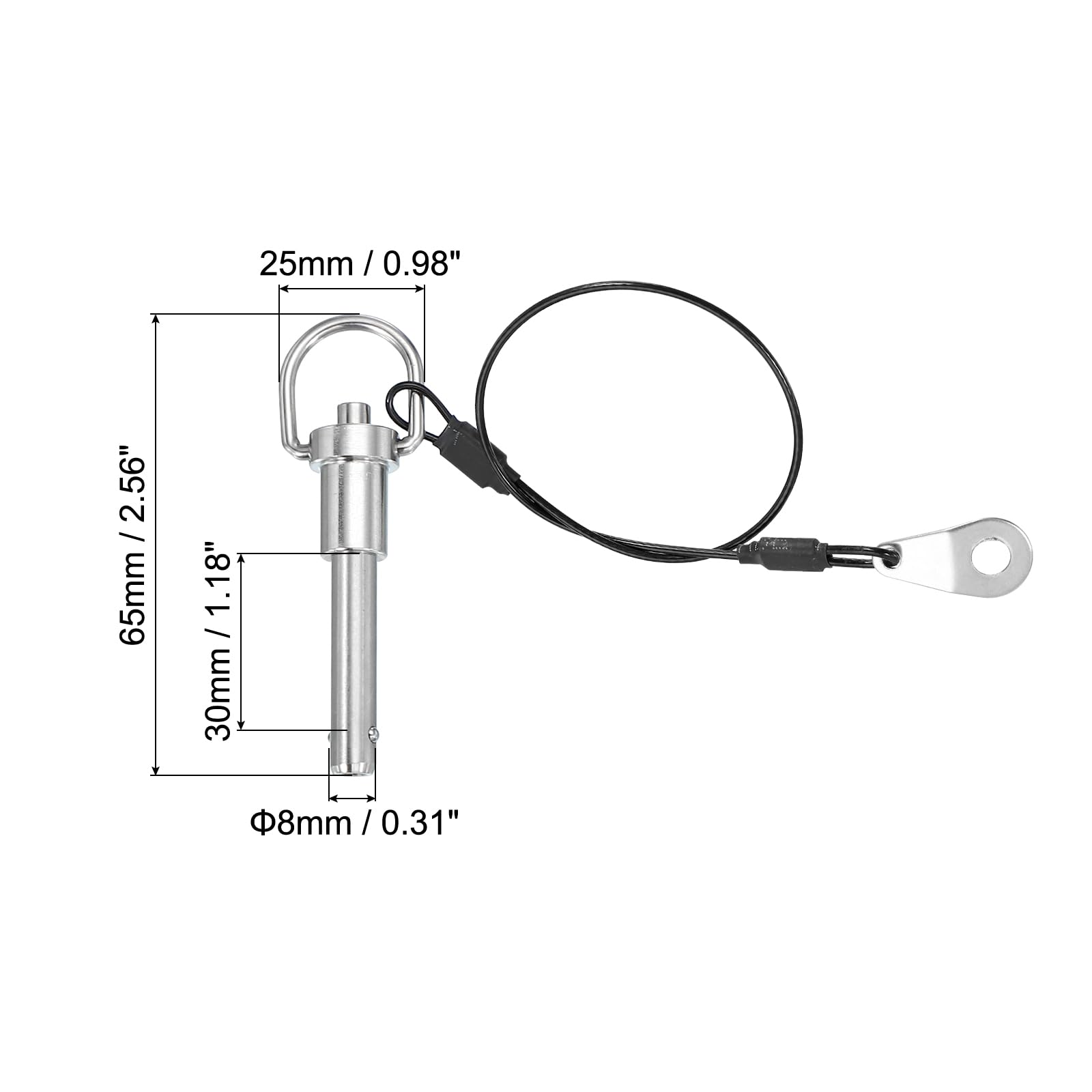 PATIKIL Quick Release Pin 8 x 30mm(5/16" x 1.18") - Image 2