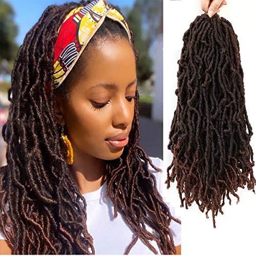 Ombre Goddess New Locs Crochet Hair for Black Women 1b/30 Pre-Looped Crochet Braids 100% Premium Fiber Synthetic Hair Extensions African Roots 6pc/Lot (18inch, 1b/30)