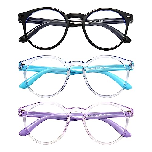 Image of Kids Blue Light Blocking Glasses 3 Pack Kids Computer Reading Blue Light Blocking Glasses for Boys Girls Age 3-11