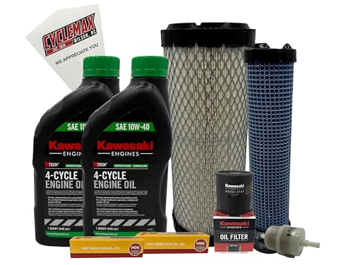 Cyclemax Tune Up Kit 10W-40 with Spark Plugs compatible with Kawasaki 99969-6529 compatible with FX921V FX1000V