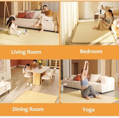 Large Heated Floor Mat, Graphene Electric Heating Carpet with Adjustable Temperature & Timer, Cozy Indoor Rug for Living Room, 180x200cm (70.8x78.7 inches)