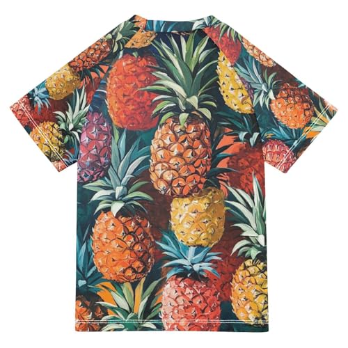 Boy Swimsuit Colorful Pineapple Fruit Sunscreen T-Shirts Swimwear Sets UPF 50+2