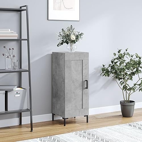 NAVIYERA Armario con cajones, aparador, gris hormigón, 34,5 x 34 x 90 cm, material de madera, armario auxiliar estrecho para dormitorio, pasillo, salón