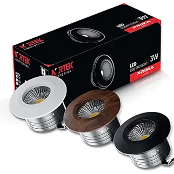 Nortek Prima 3w Round Led Spot Lights for Home Ceiling Small Focus Light for Decoration Perfect for Shelves, Showcase, Cabinet, Wardrobe, Mandir Led Light Pack of 5 (White Ring Natural White)