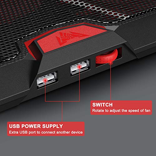 STOON-Laptop-Cooling-Pad-Laptop-Cooler-with-5-Adjustable-Quiet-Led-Fans-Portable-Slim-2-USB-Ports-Laptop-Fan-for-12-17-Gaming-Laptop-Cooling-pad-Switch-Control-Fan-Speed