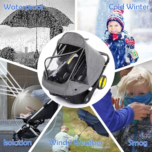 Image of Car Seat Rain Cover,Food Grade EVA,Universal Car Seat Rain,Waterproof, Windproof Protection,Protect from Dust Snow,Rain Cover Features Quick-Access Zipper Door and Side Ventilation(Grey)