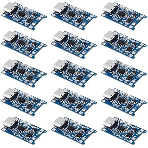MakerFocus 15pcs TP4056 Charging Discharging Module Type C Interface with Battery Protection 18650 BMS 5V 1A 18650 Lithium Battery Charging Board Cover