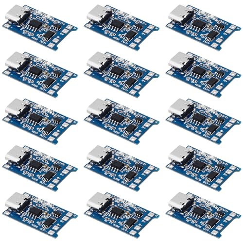 MakerFocus 15pcs TP4056 Charging Module Type C Interface with Battery Protection 18650 BMS 5V 1A...