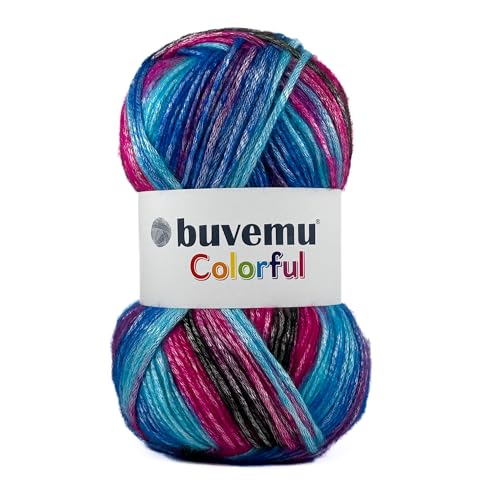 Image of Colorful Self-Striping Multicolor Fuzzy with Subtle Sheen Yarn, 56% Polyester 44% Acrylic, Each 3.53Oz(100gr) / 252yds(230m) (No.5)