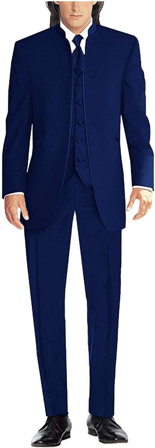GATMSTZ Men's 3 Pieces Wedding Suit Jacket V-Neck Waistcoat Separate Pants