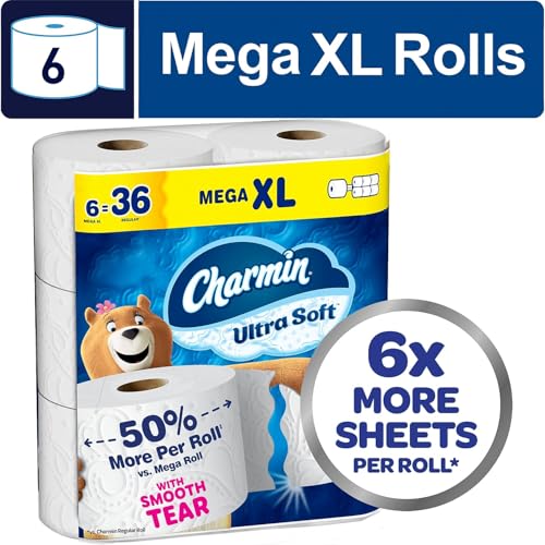 Image of Charmin Ultra Soft Toilet Paper 6 Mega XL Rolls, 336 Sheets Per Roll (Packaging May Vary)