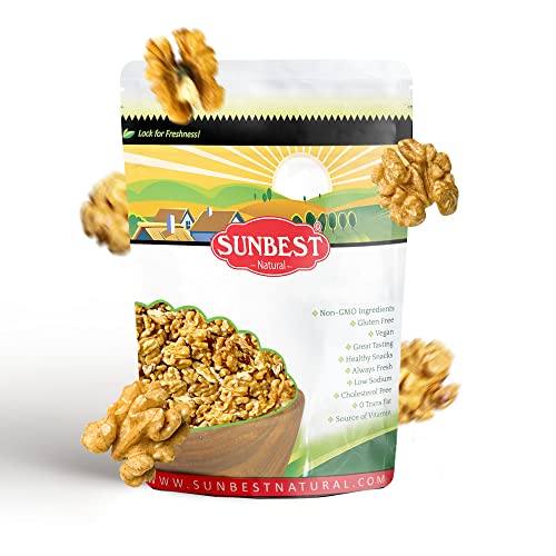 Sunbest Natural - Whole Raw Walnuts, Unroasted & Unsalted Nuts, Cooking & Baking Nuts & Seeds On-The-Go, Non-Gmo & Kosher Walnuts Bulk In Resealable Bag, 2 Lbs #TOP13