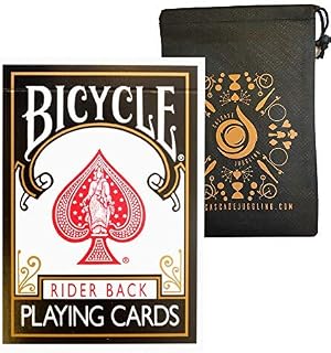 Coloured Bicycle Playing Cards - Classic Rider Back Design- Includes Cipher Card Bag (Black)