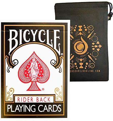 Coloured Bicycle Playing Cards - Classic Rider Back Design- Includes Cipher Card Bag (Black)