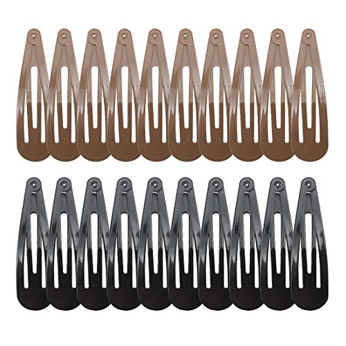 20 Pieces 2.7'' Big Size No Slip Metal Snap Hair Clips Women Barrettes Black Hair Pins (10 black 10 Brown)