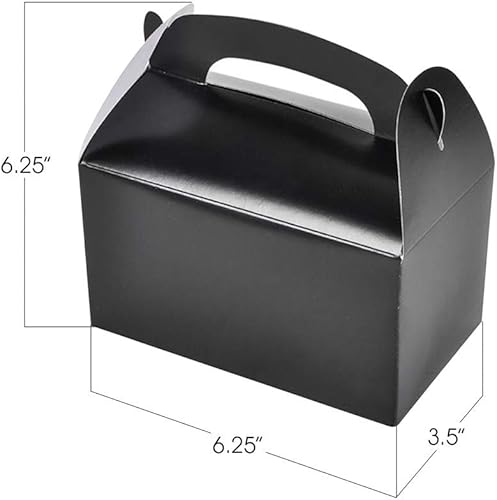 Miniatura 3 de ArtCreativity Cajas negras para dulces, galletas y recuerdos de fiesta, paquete de 12 cajas de galletas, bonitas cajas de cartón con asas para