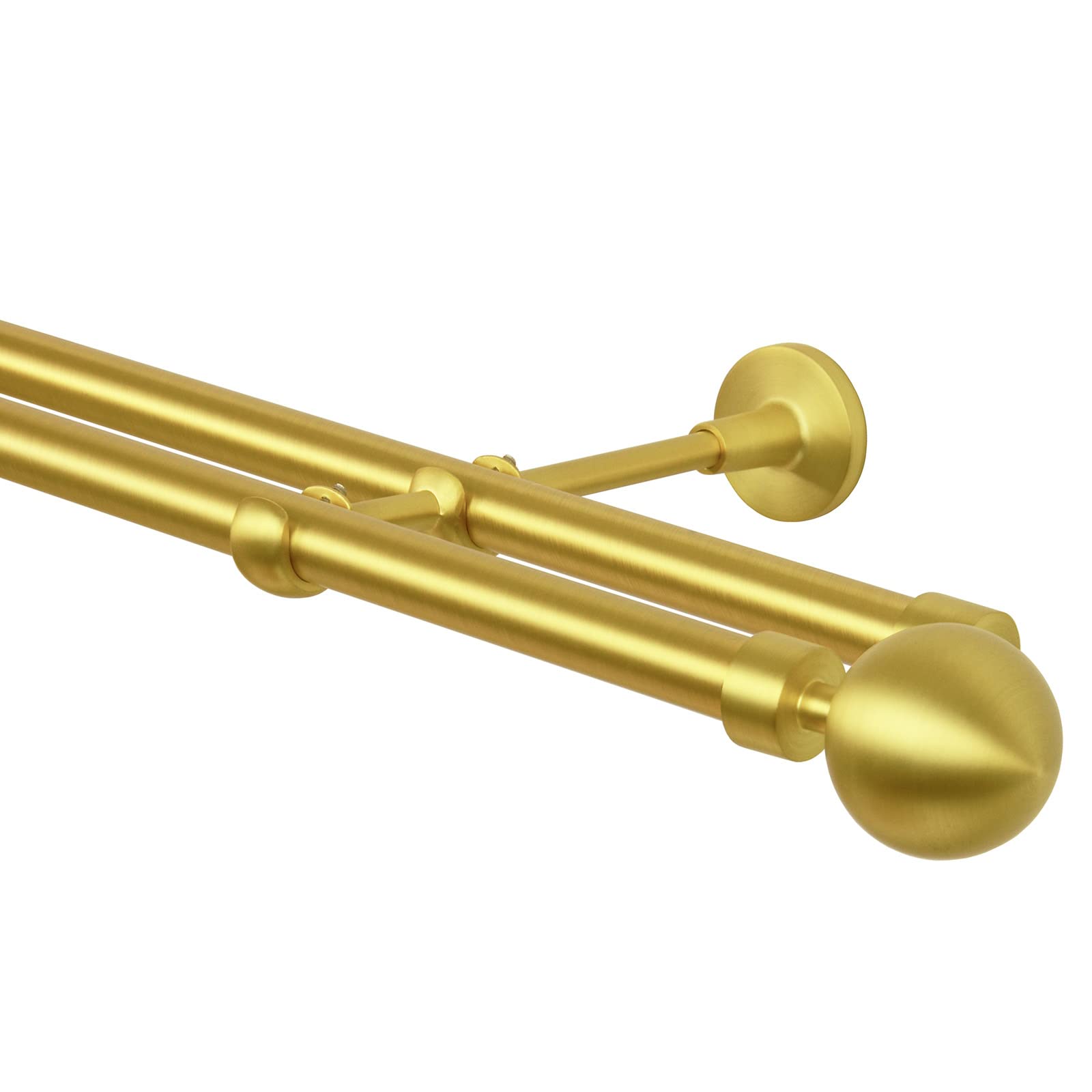 Bastone per tende oro, 200 cm, 2 binari, 19 mm, in metallo, fissaggio a parette, Palla