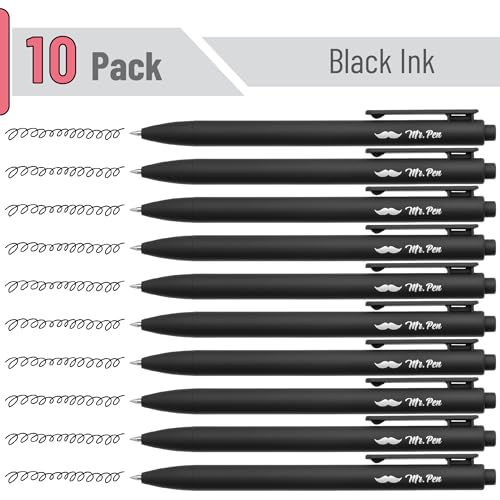 Mr. Pen bolígrafos retráctiles de gel, pack de 10, tinta negra miniatura 2