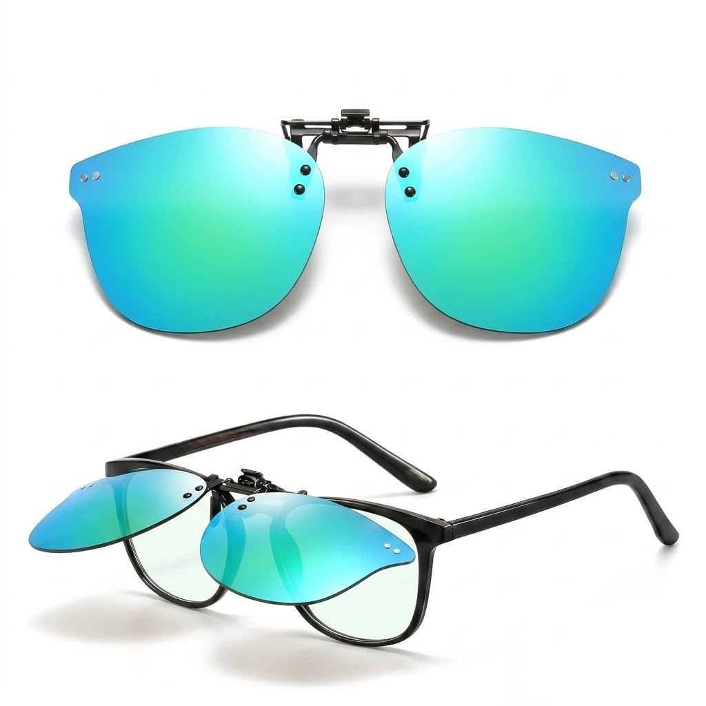 EBJDE Kids Polarized Clip on Sunglasses Over Glasses for Boys Girls Square Flip Up Clip-on Sunglasses Over Glasses