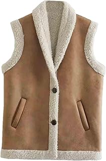 Gilet chaud en peau de mouton synthétique sans manches pour femme