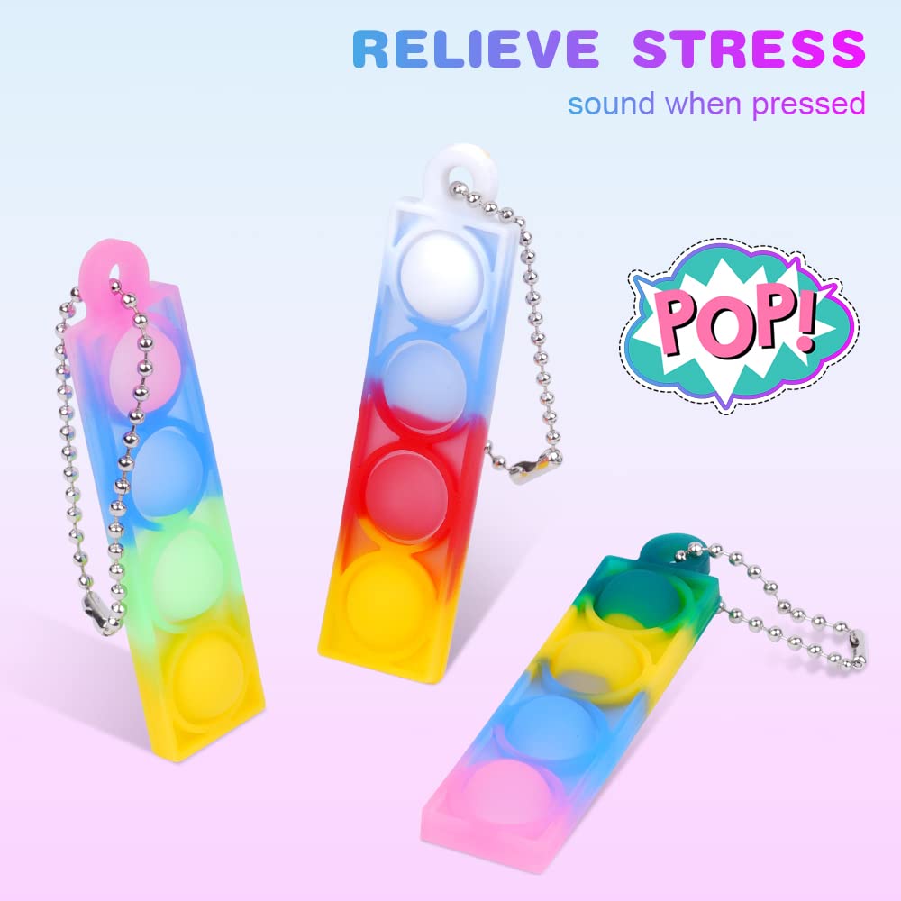 Ainiv 36PC Mini Pop Push It Fidget Toy Portachiavi,Colorato Silicone Spremere Pop Bubble Giocattoli Sensoriali Bulk,Poppet Bubble Giocattoli Antistress per Autismo Sollievo dallo Stress,Bambini Adulti