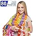 80 Count Hawaiian Flower Lei for Luau Party - Bulk Set of Floral Necklace Leis Vibrant Colors Assortment for Party Favors, Garland Decorations or Ornaments for Any Occasion